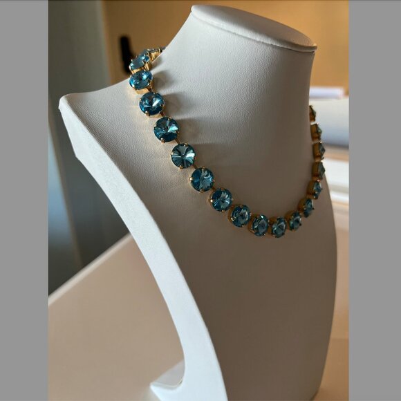 Aquamarine Blue Topaz Light Blue Anna Wintour Style Statement Tennis Necklace - Picture 2 of 7
